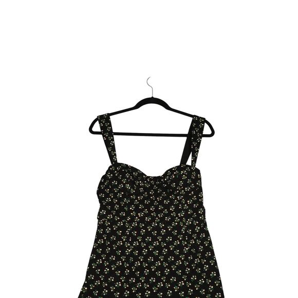 New Anthropologie Hutch Mini Dress Women Medium Black Floral Ruffle Hem Sundress - Picture 3 of 15